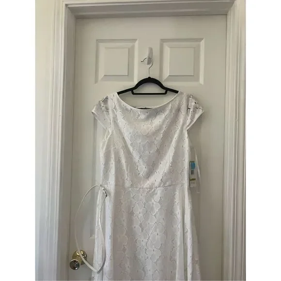 Black Label by Evan-Picone white Lace Dress size 14 New - Picture 2 of 11